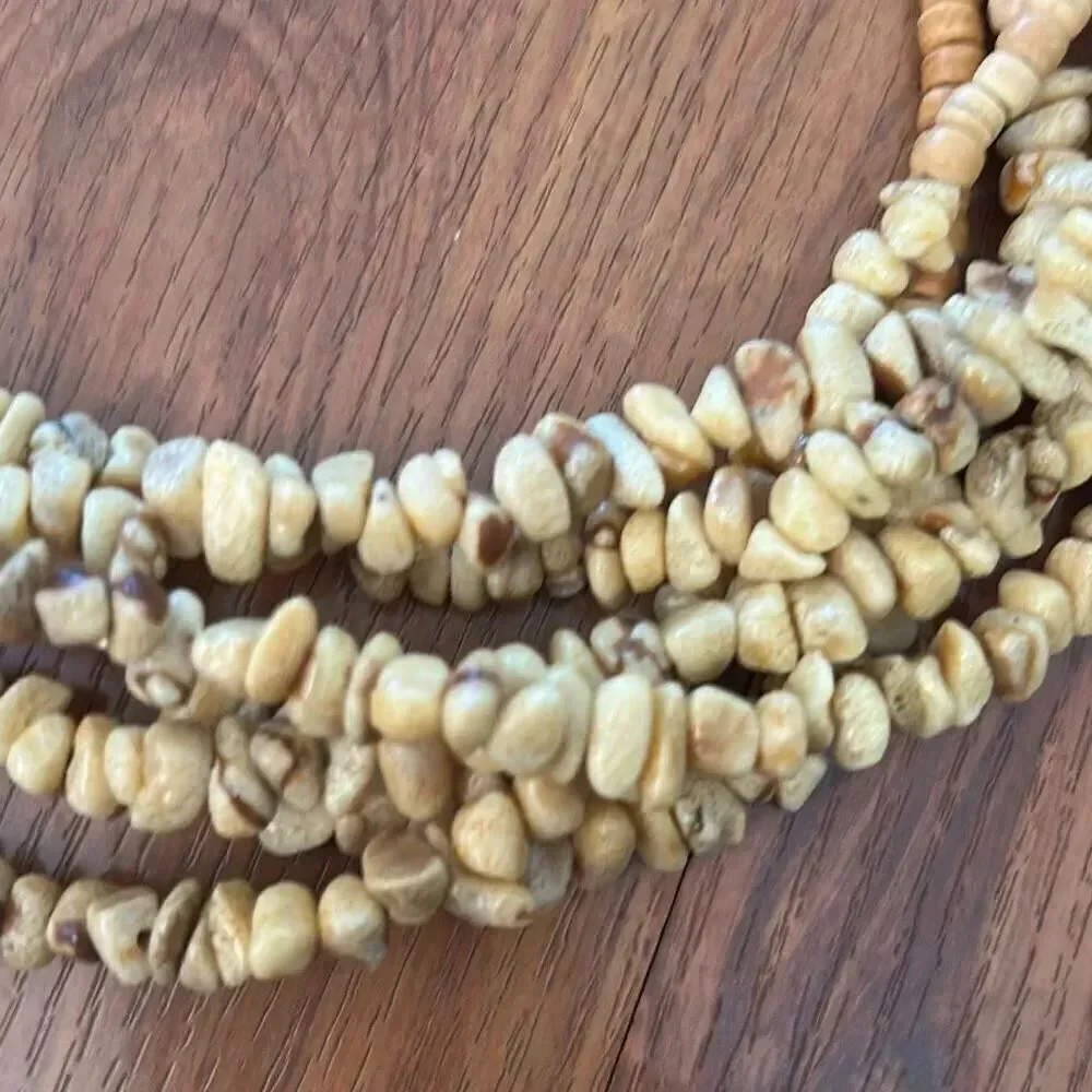 multi strand beaded and stone necklace ethnic beachy long six strands